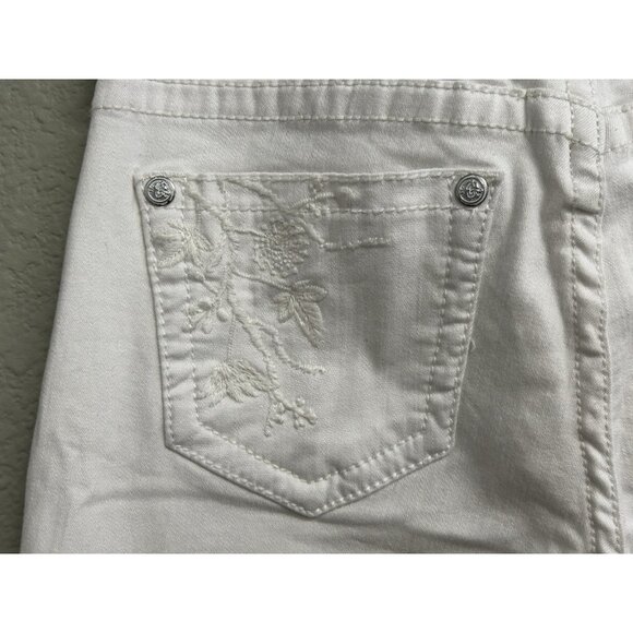 Grace In LA Women’s Boot Cut Jeans Embroidered Raw Hem White Size 30 - Picture 6 of 11